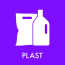 Piktogram Sopsortering – Plast (lila) 10,5x10,5 cm