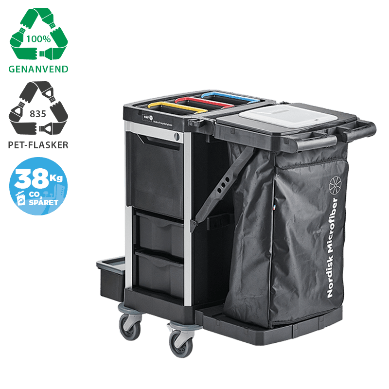 Nordic Recycle rengøringsvogn 2.0 medium med affaldsholder